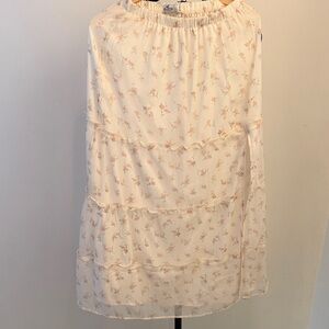 Hollister Cream Floral Midi Skirt size Medium